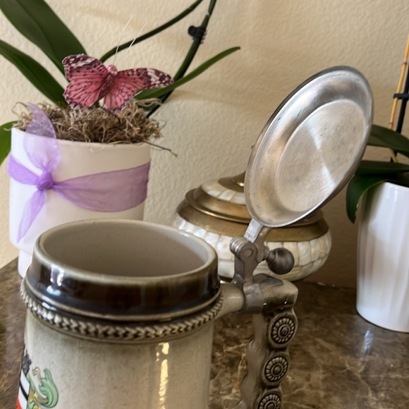 Vintage Original Gerzit Metal lidded beer stein Germany barware collectible - Picture 5 of 7